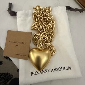 Roxanne Assoulin Gold Chain Necklace with puffy Heart Pendant